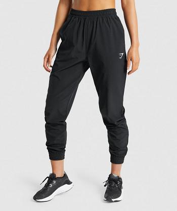 Spodnie Do Biegania Damskie Gymshark Treningowe Woven Czarne | PL 2183NWY